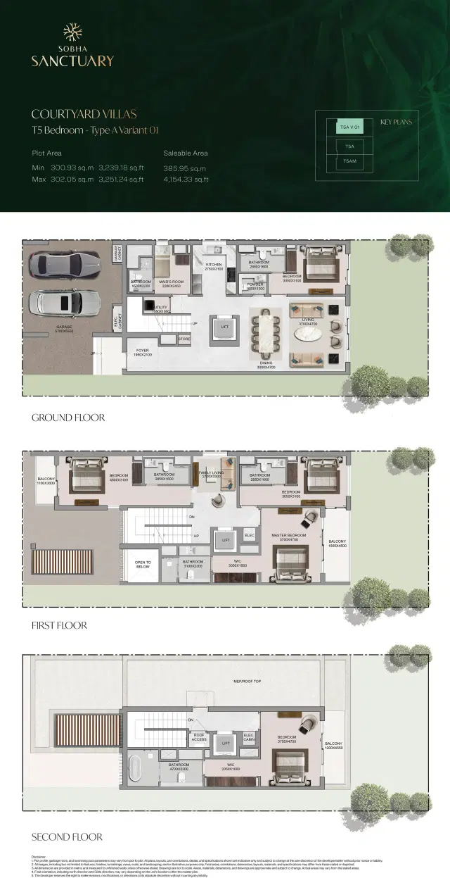 The Greens at Sobha Sanctuary 5 BR Villa 4,154 Sq. Ft. Floor Plan