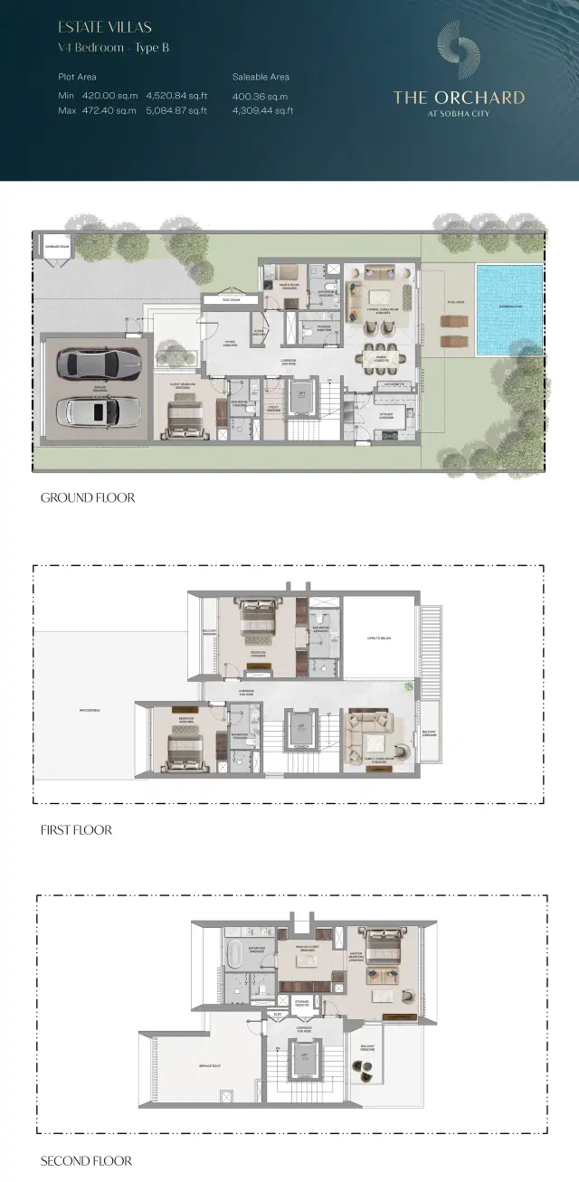 The Orchard at Sobha City Abu Dhabi 4 BR Villa 4309 Sq. Ft. Floor Plan
