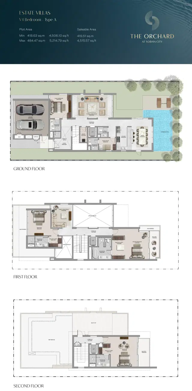 The Orchard at Sobha City Abu Dhabi 4 BR Villa 4515 Sq. Ft. Floor Plan