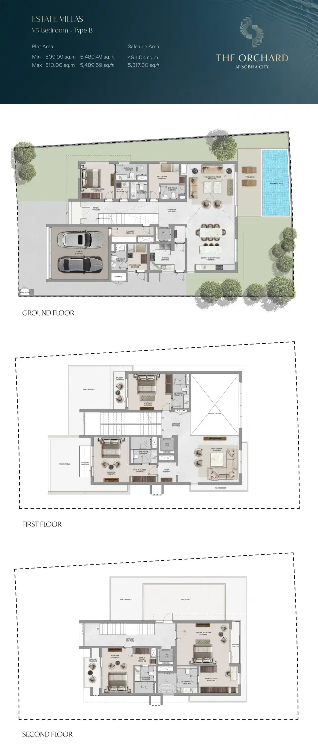 The Orchard at Sobha City Abu Dhabi 5 BR Villa 5317 Sq. Ft. Floor Plan