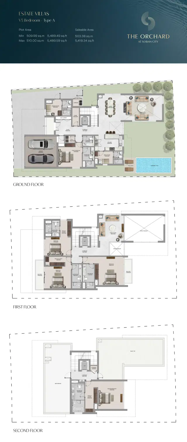 The Orchard at Sobha City Abu Dhabi 5 BR Villa 5418 Sq. Ft. Floor Plan