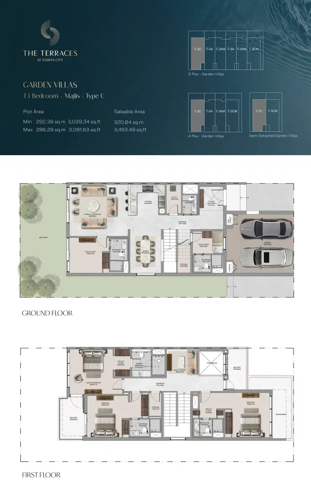 The Terraces villas at Sobha City Abu Dhabi 3 BR Villa 3453 Sq. Ft. Floor Plan