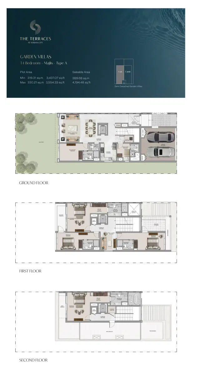 The Terraces villas at Sobha City Abu Dhabi 4 BR Villa 4194 Sq.Ft. Floor Plan