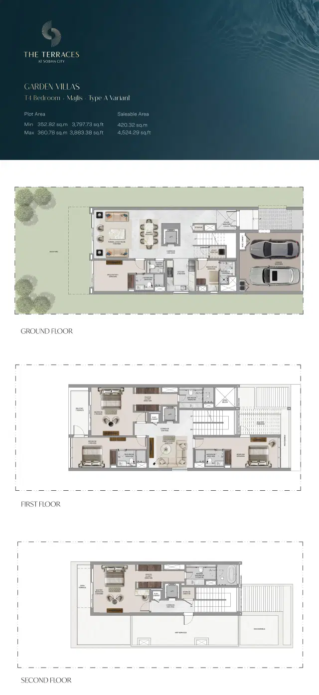 The Terraces villas at Sobha City Abu Dhabi 4 BR Villa 4524 Sq. Ft. Floor Plan