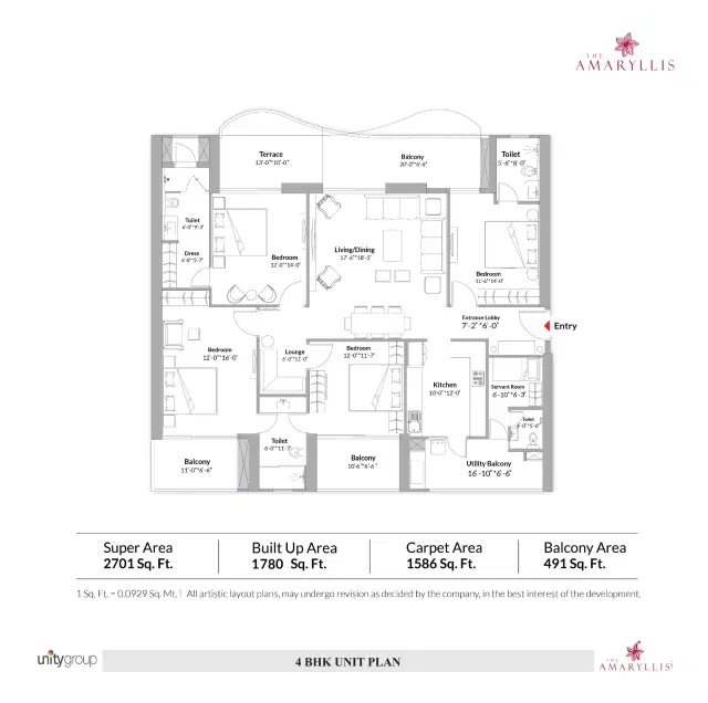 Unity The Amaryllis Phase 2 Delhi - 5 BHK Plan
