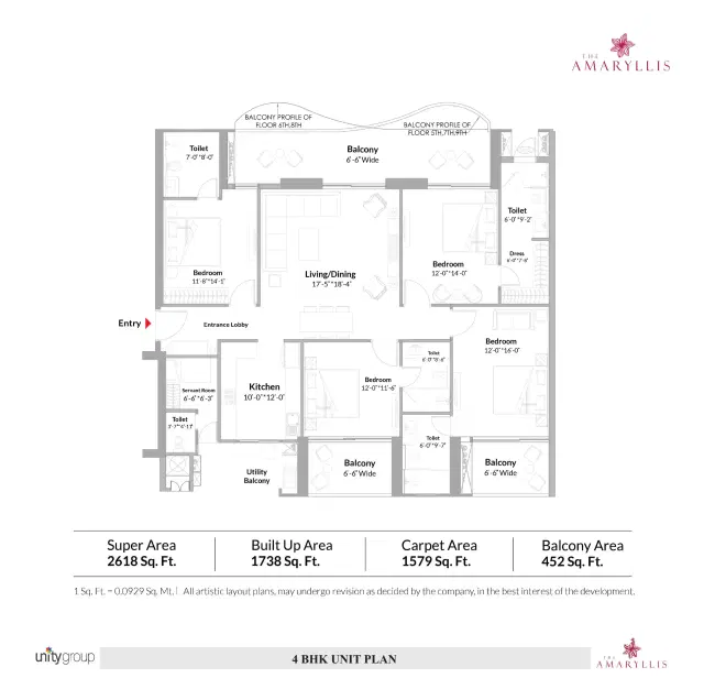 Unity The Amaryllis Phase 3 - 4 BHK Plan