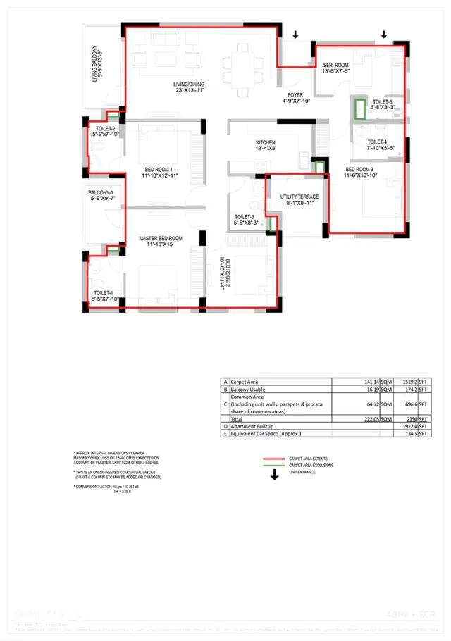 Vatika Gurgaon 21 - 3 BHK Plan
