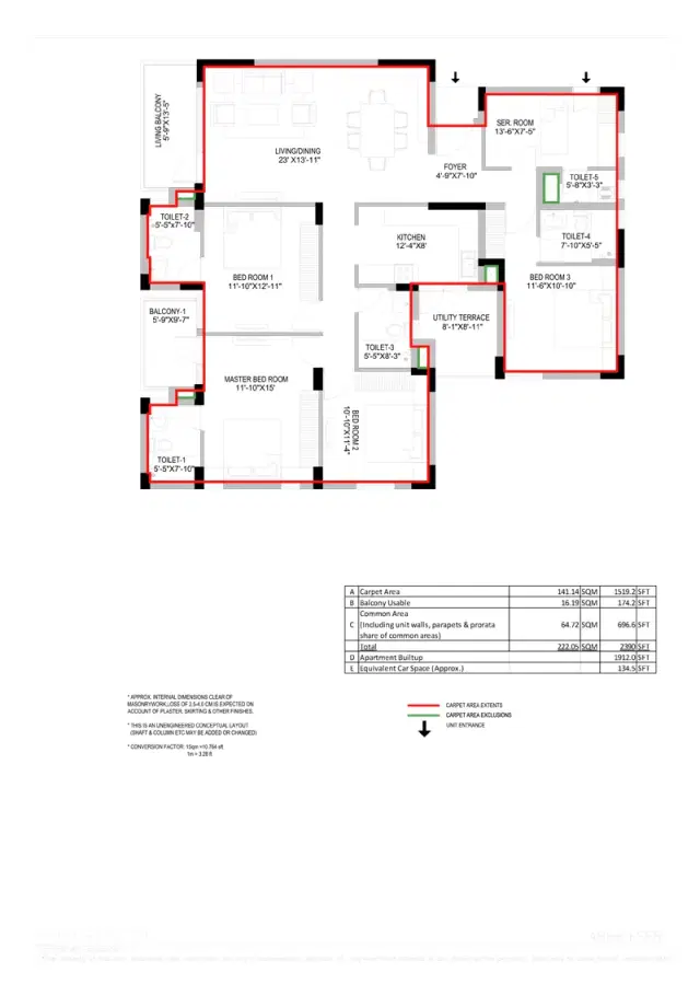 Vatika Gurgaon 21 - 5 BHK Plan
