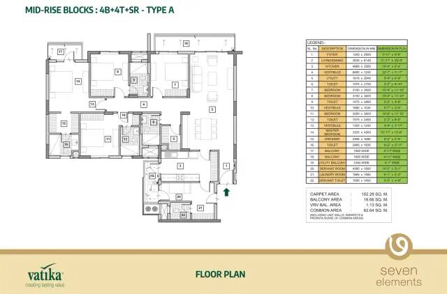 Vatika Seven Elements - 4 BHK Plan
