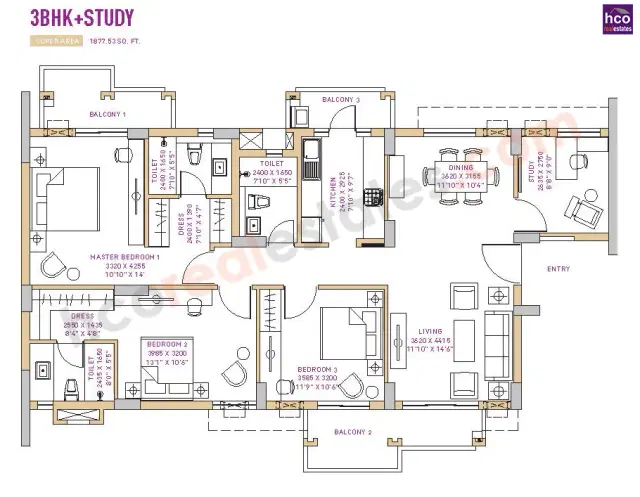 Vatika Seven Lamps Gurgaon - 3 BHK Plan