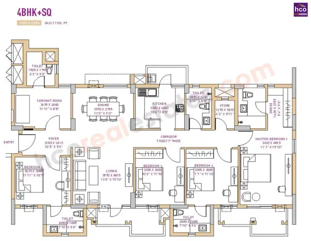 Vatika Seven Lamps Gurgaon - 4 BHK Plan
