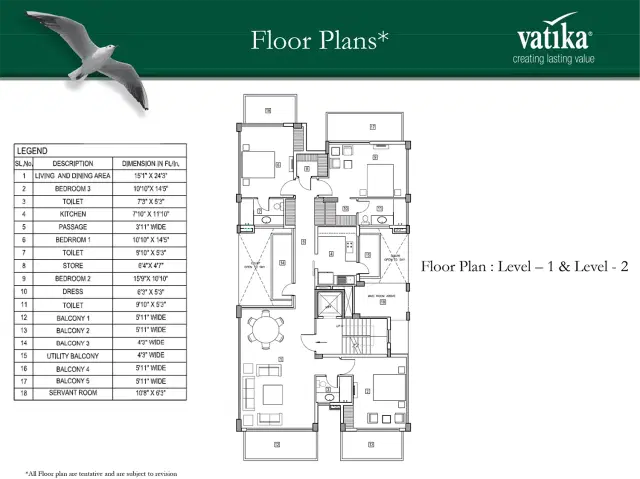 Vatika Seven Seasons Gurgaon - Level 1 & 2 Plan