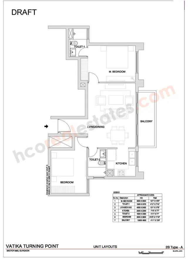Vatika Turning Point Gurgaon - 2 BHK Plan