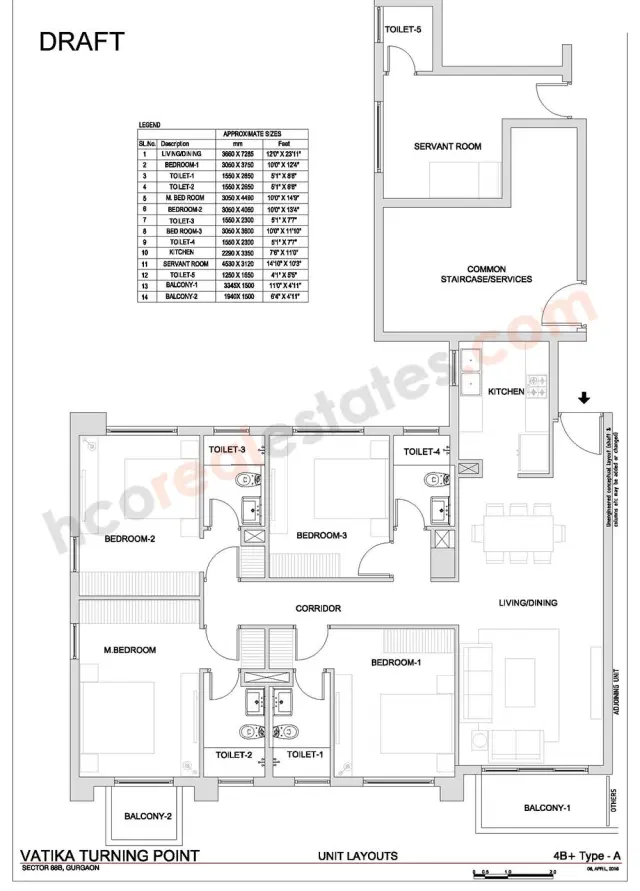 Vatika Turning Point Gurgaon - 4 BHK Plan