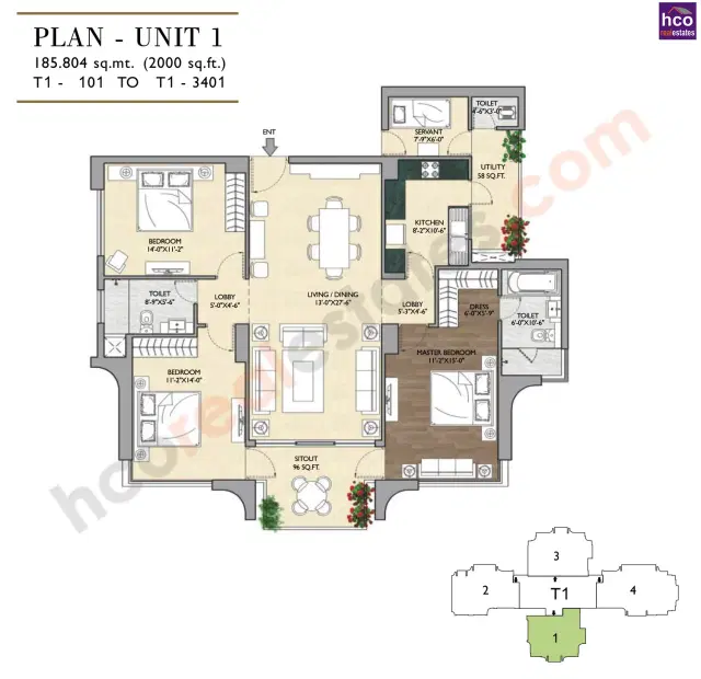 Vipul Aarohan Gurgaon - 3 BHK Plan