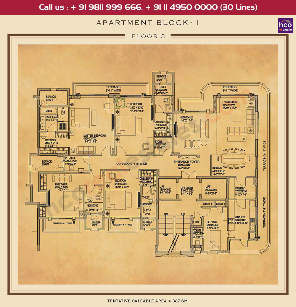 Third Floor Plan : 4166 Sq.Ft.