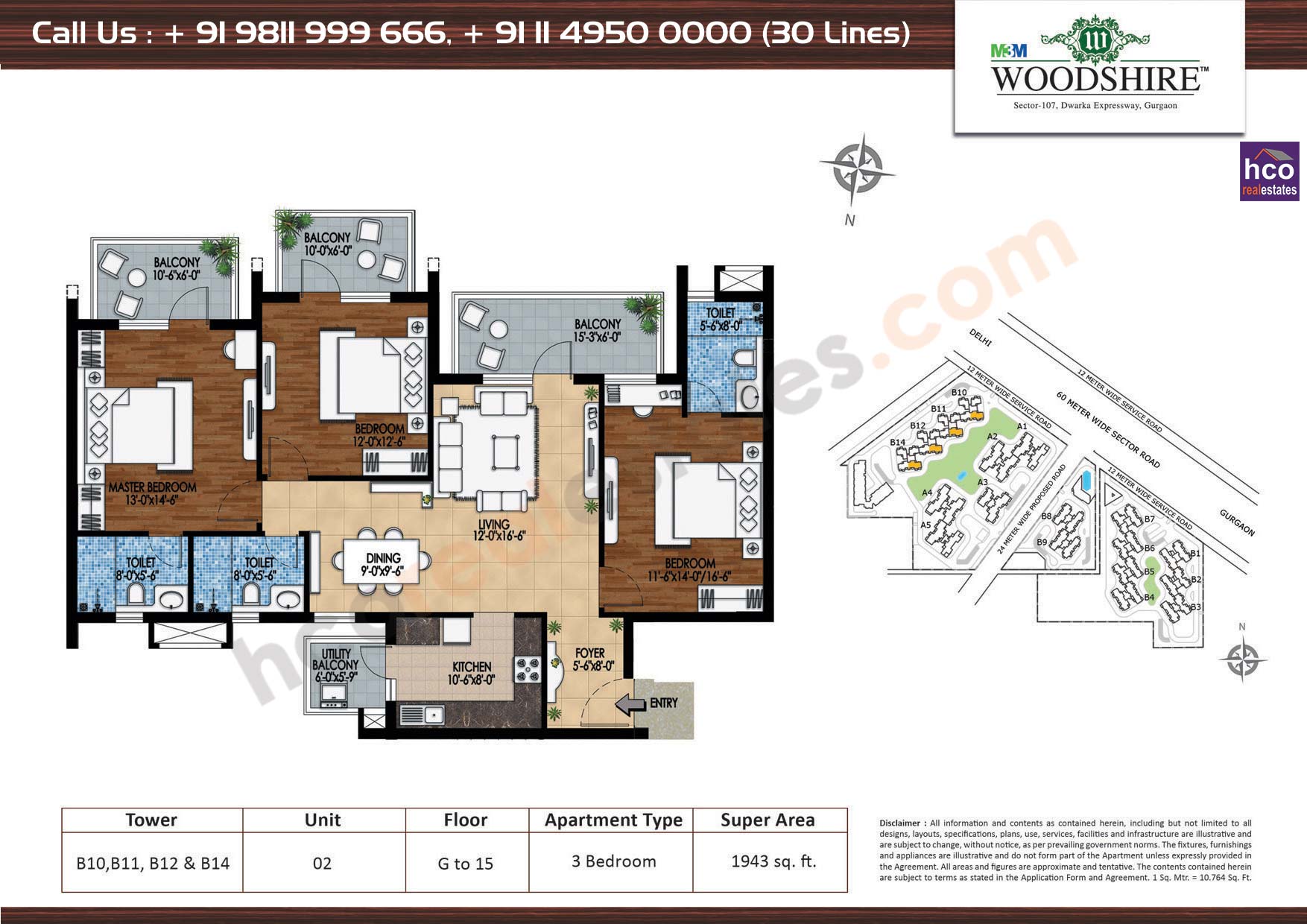 Floor Plan M3M Woodshire Gurgaon Sector 107