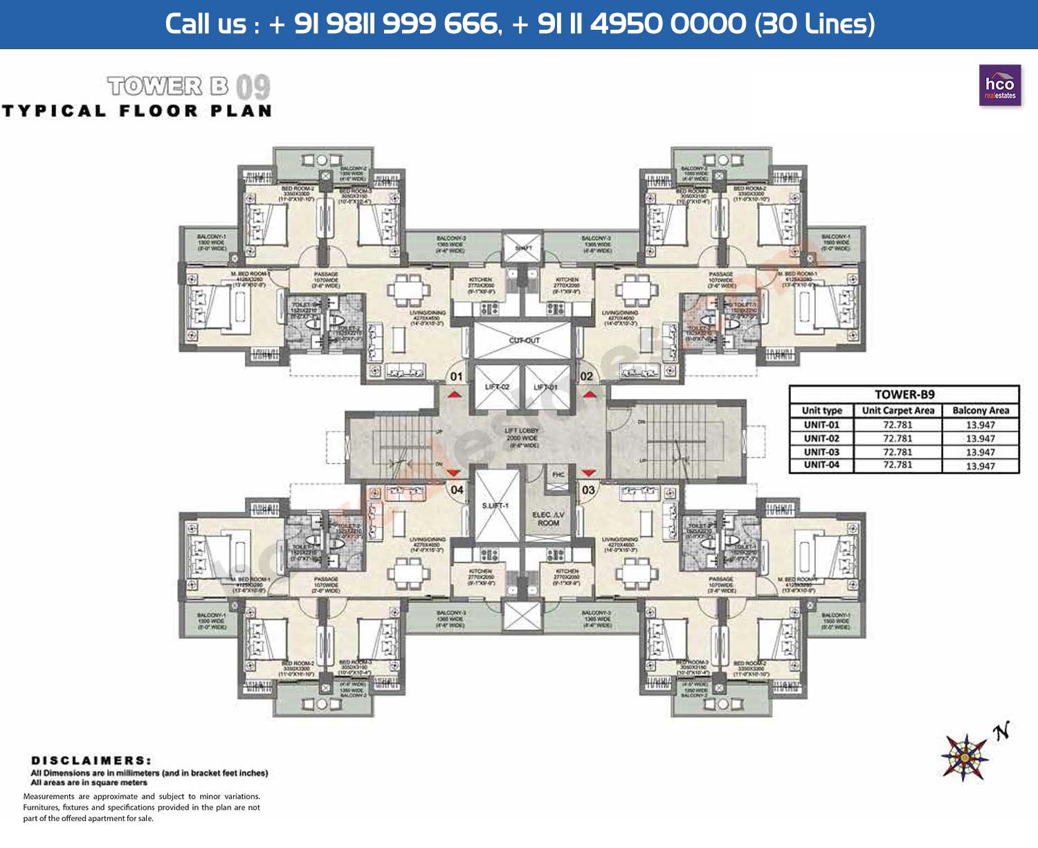 Tower B9 Typical : Floor Plan